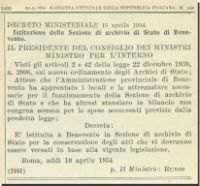 Decreto ministeriale 1954 di istituzione dell'AsBn